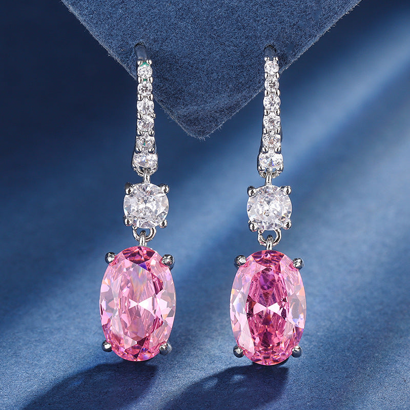Round Zirconia Drop Earrings Ring (Colors: Pink Diamonds and Orange)