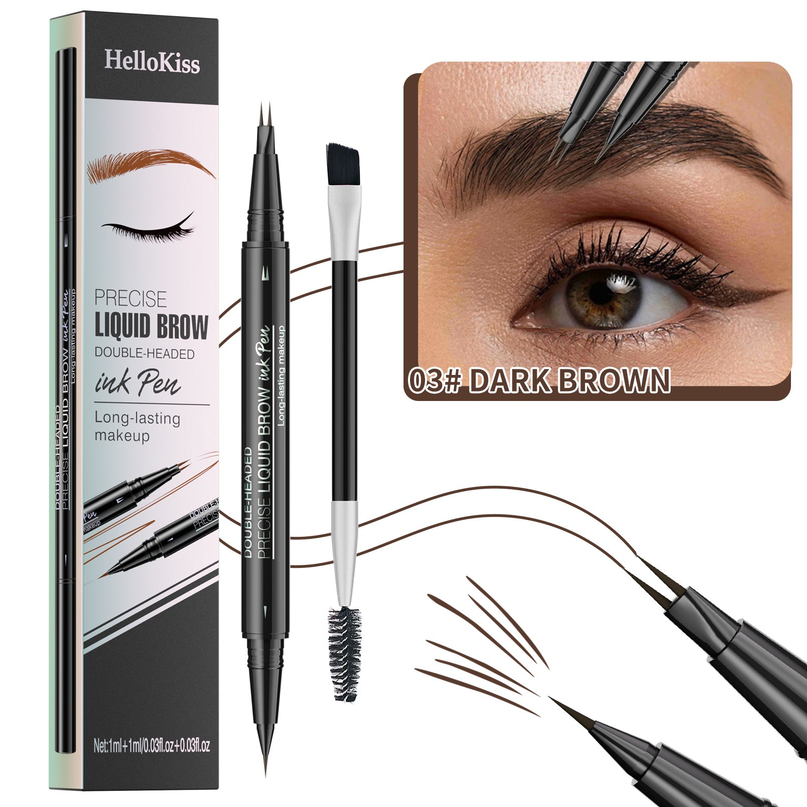 Hellokiss two-pronged eyebrow pencil/2-piece eyebrow pencil