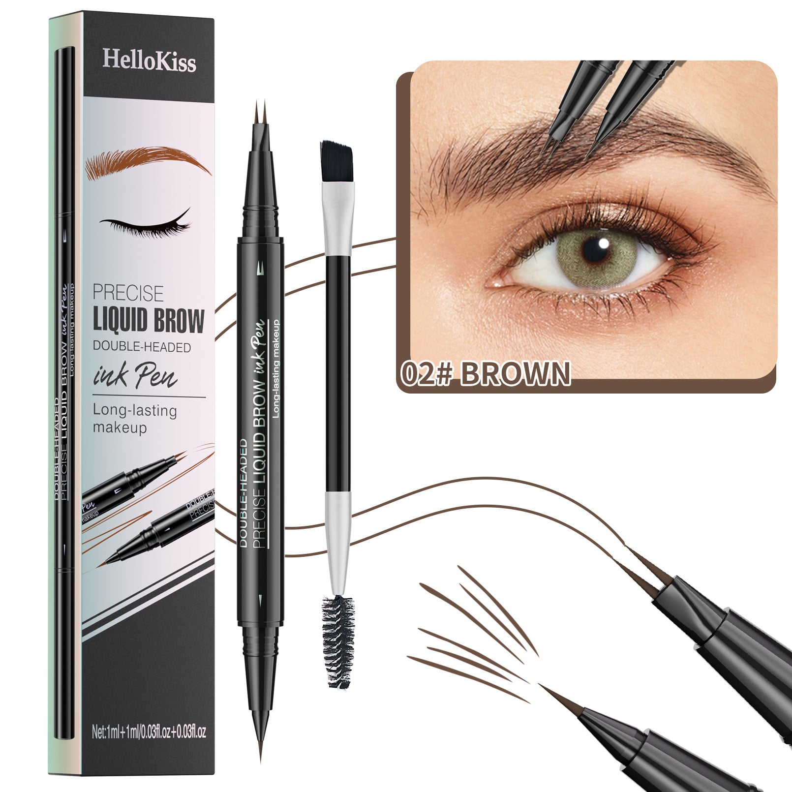 Hellokiss two-pronged eyebrow pencil/2-piece eyebrow pencil