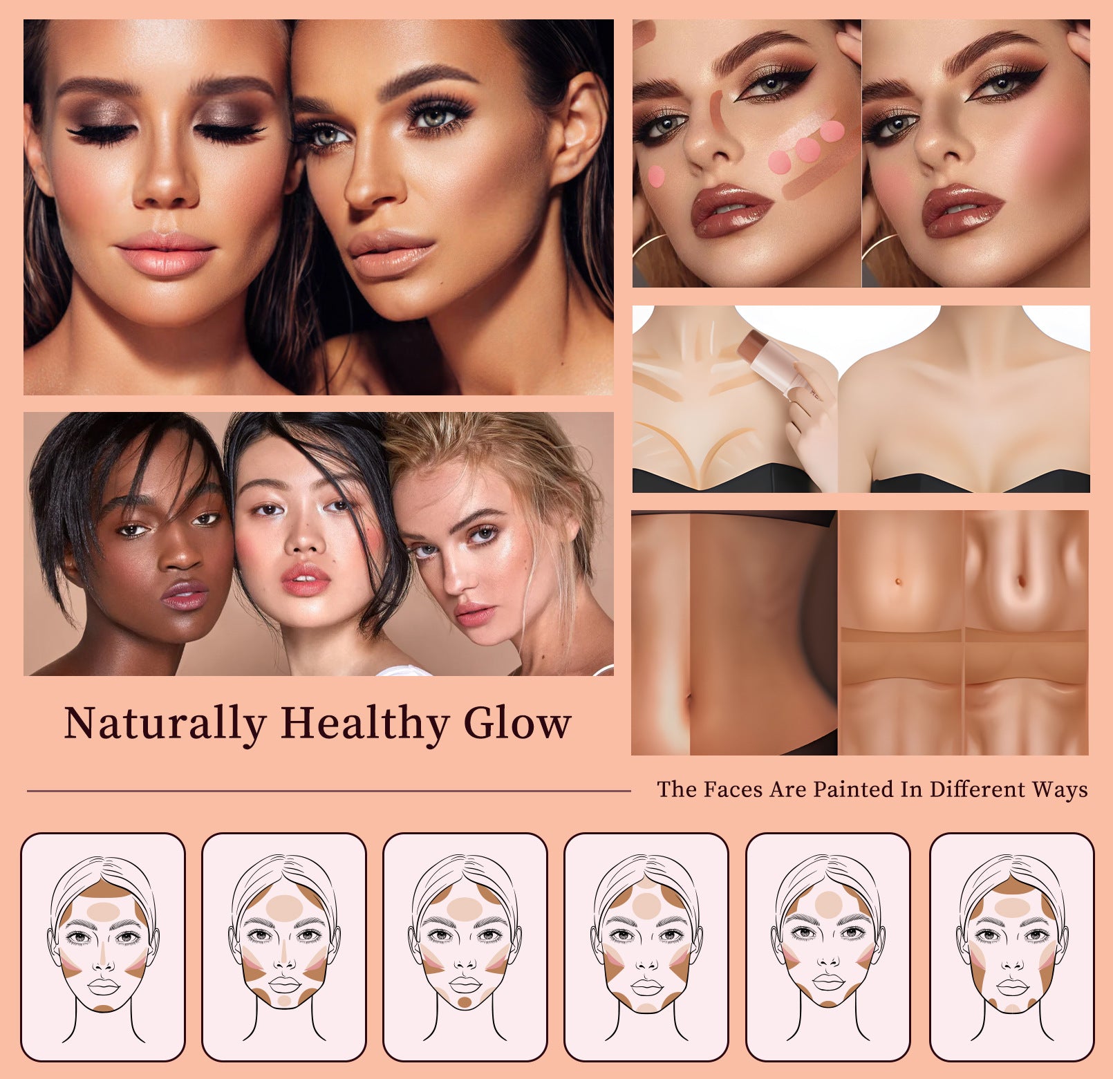 Hellokiss multifunctional contour stick/3-piece blush stick