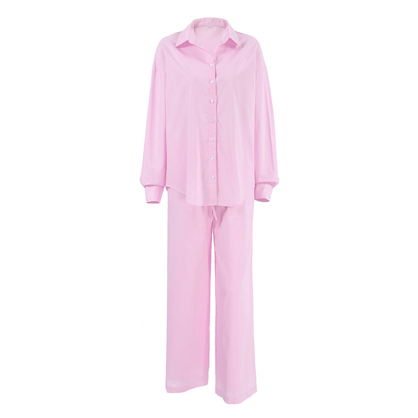 Pink shirt and trousers two-piece set