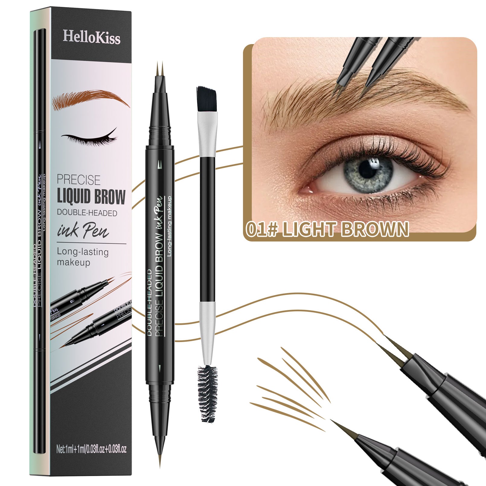 Hellokiss two-pronged eyebrow pencil/2-piece eyebrow pencil