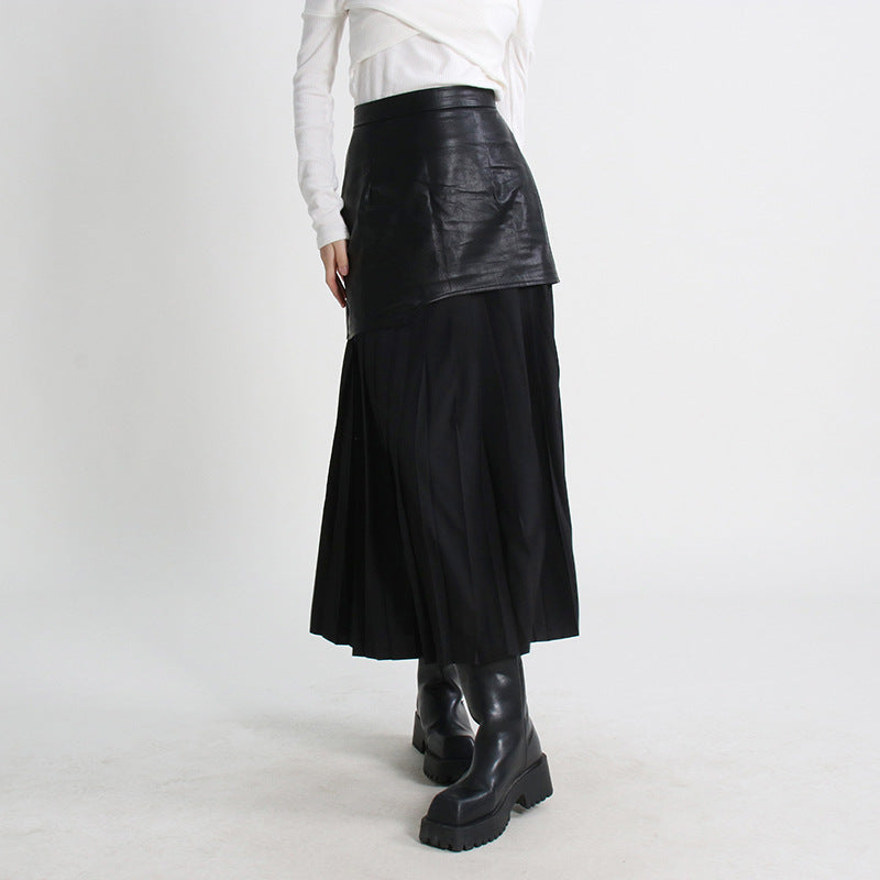 High-waisted panelled mesh skirt