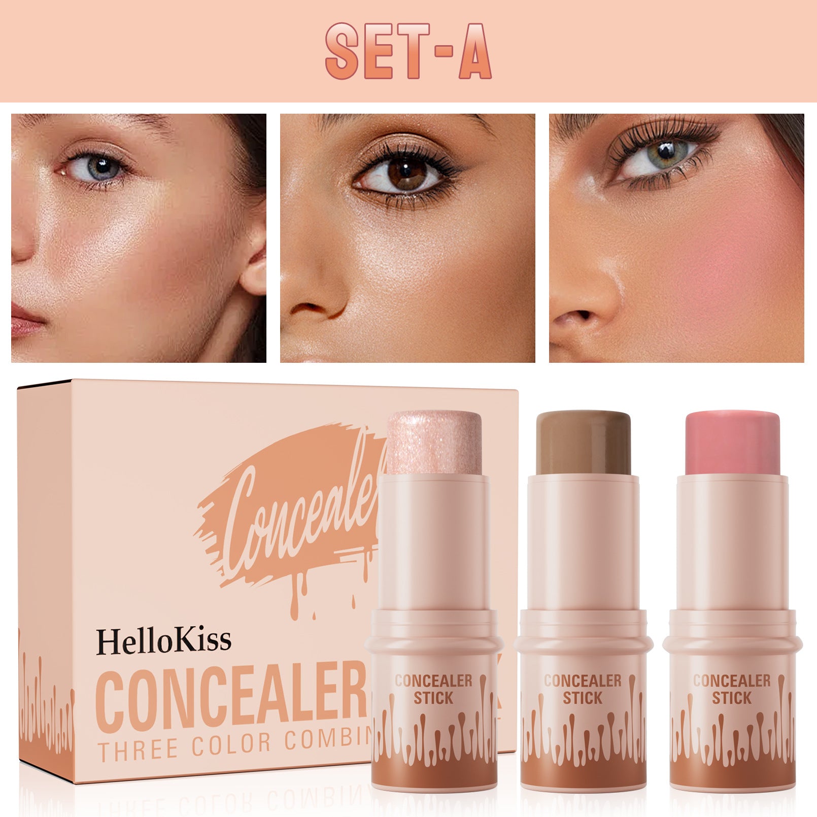 Hellokiss multifunctional contour stick/3-piece blush stick