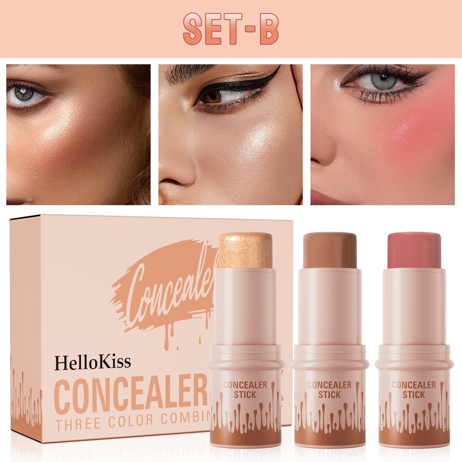 Hellokiss multifunctional contour stick/3-piece blush stick