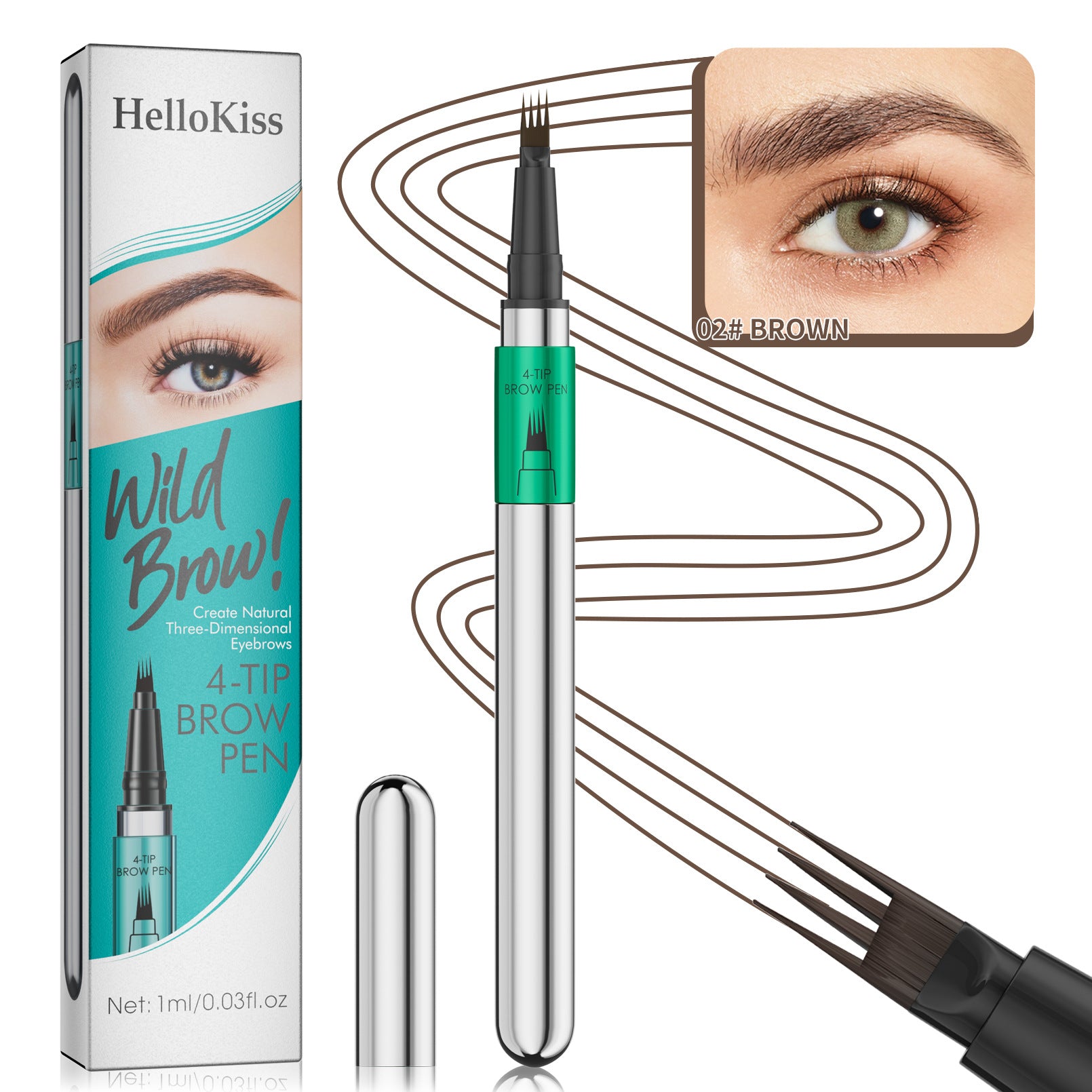 Hellokiss four-pronged eyebrow pencil/Quick-drying liquid eyebrow pencil