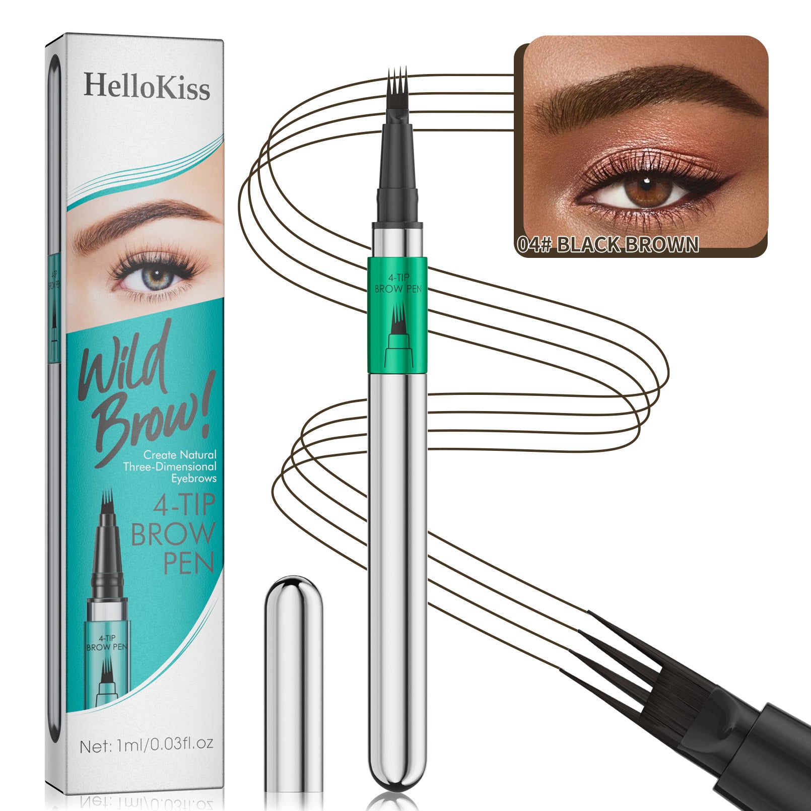 Hellokiss four-pronged eyebrow pencil/Quick-drying liquid eyebrow pencil