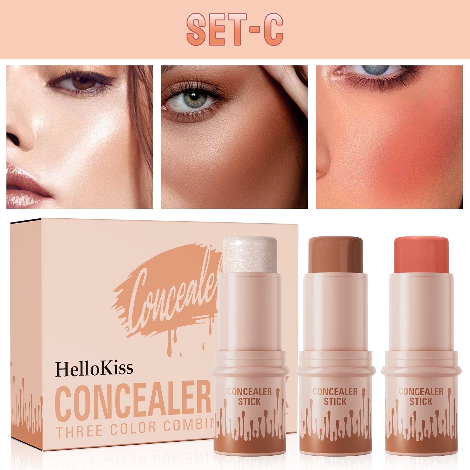 Hellokiss multifunctional contour stick/3-piece blush stick