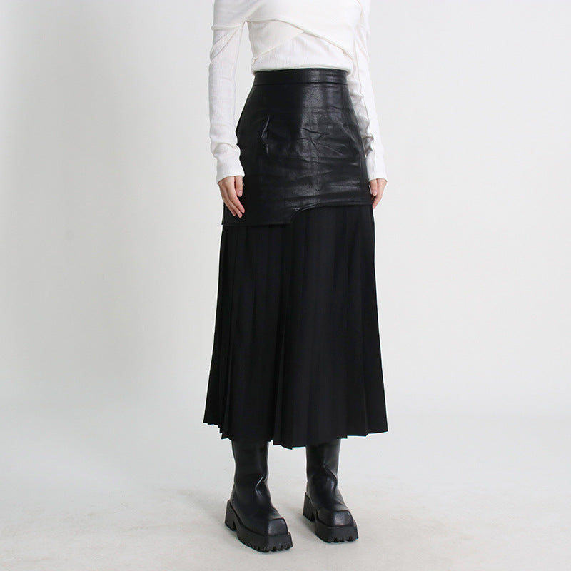 High-waisted panelled mesh skirt