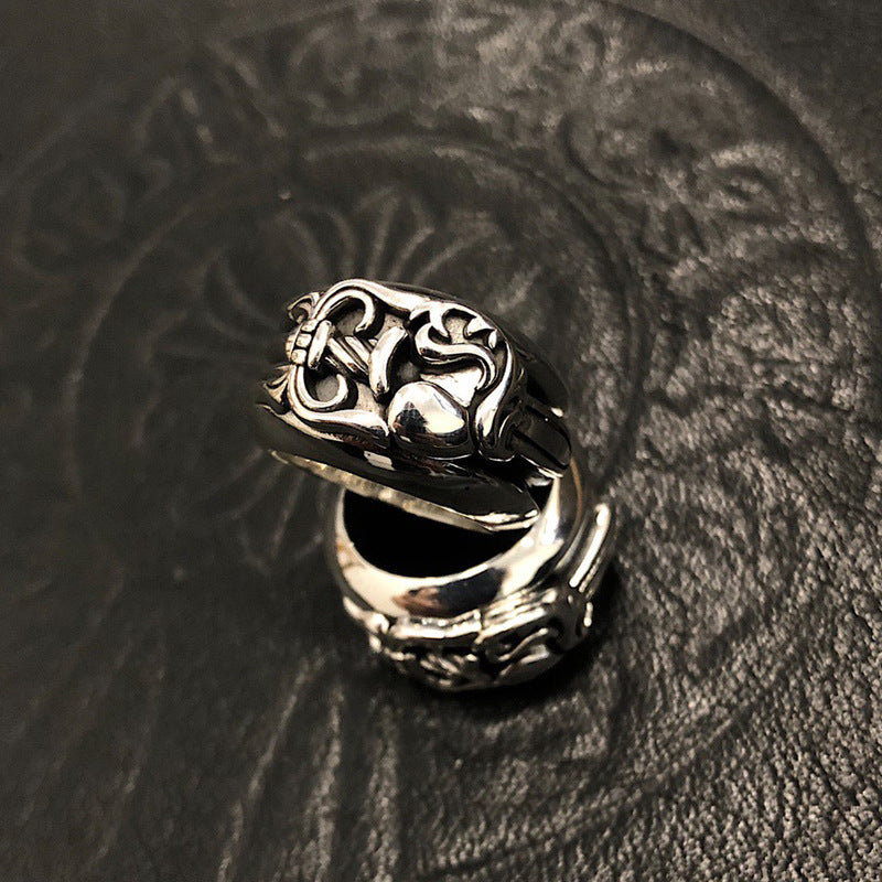 Sterling Silver ring/Sword of Hearts ring/Hip Hop ring/Punk ring