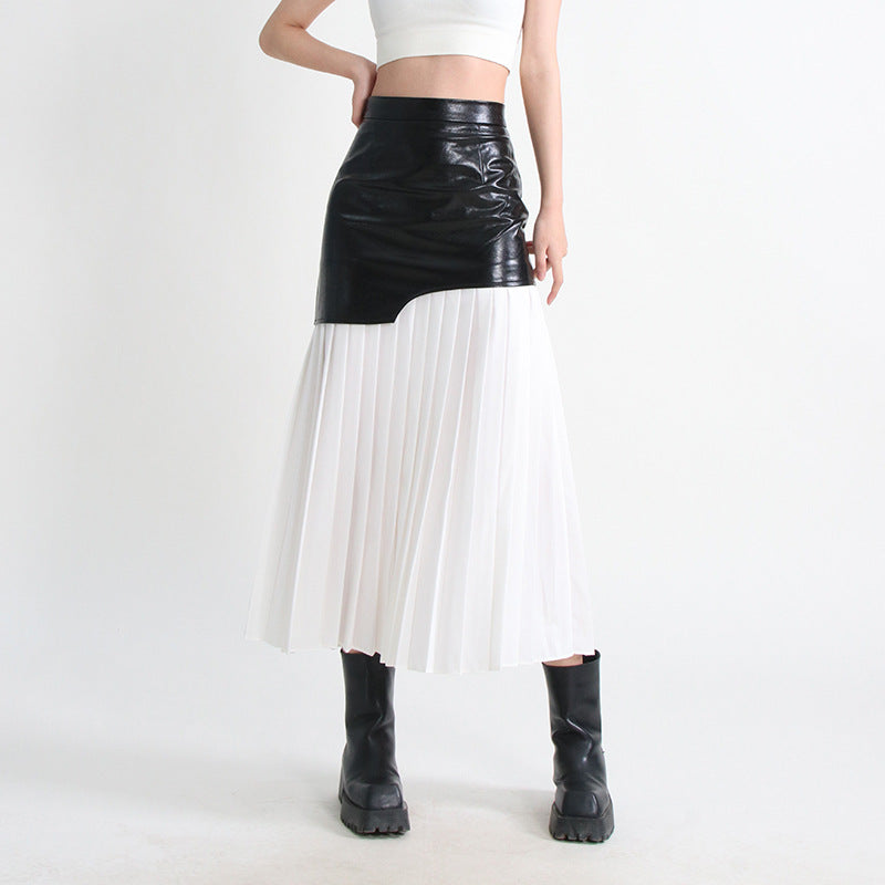 High-waisted panelled mesh skirt