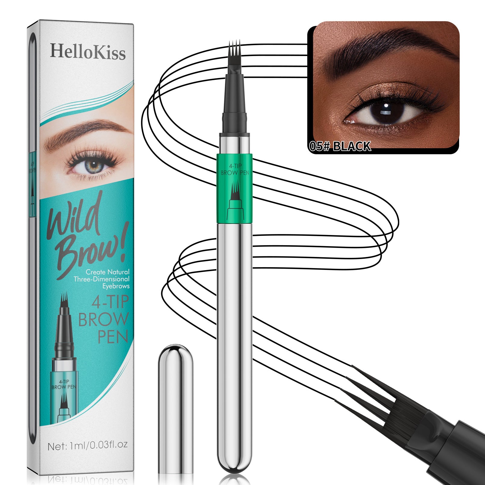 Hellokiss four-pronged eyebrow pencil/Quick-drying liquid eyebrow pencil