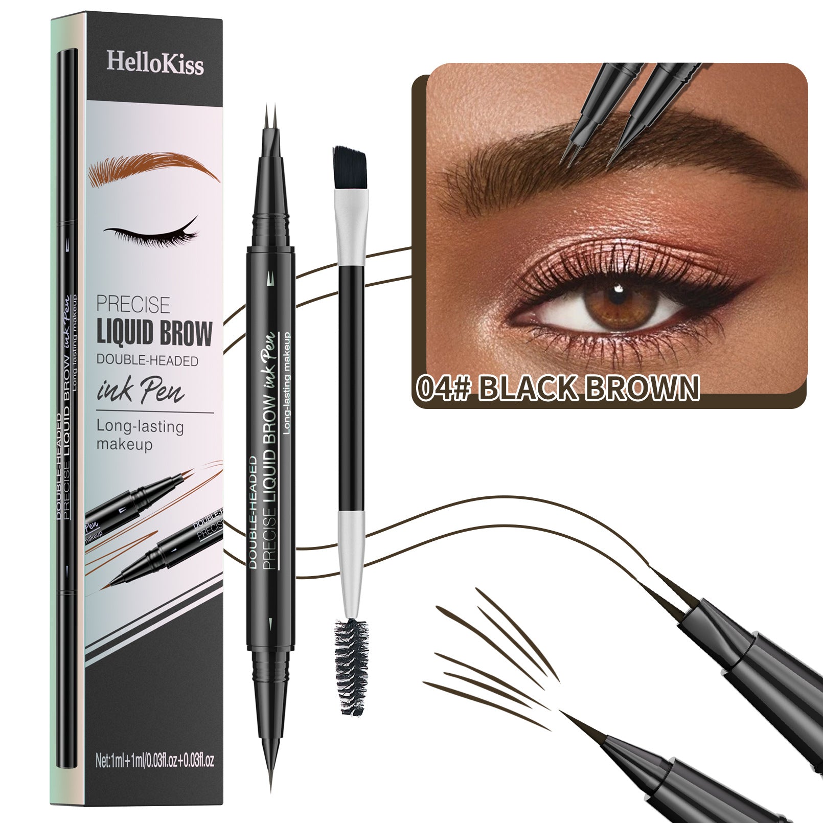 Hellokiss two-pronged eyebrow pencil/2-piece eyebrow pencil