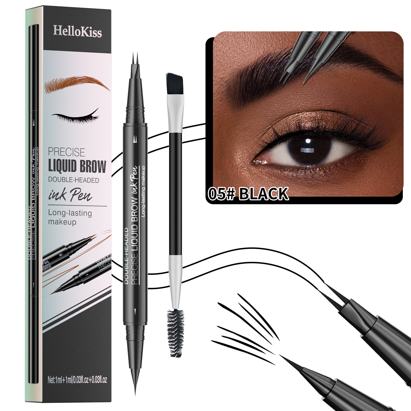 Hellokiss two-pronged eyebrow pencil/2-piece eyebrow pencil