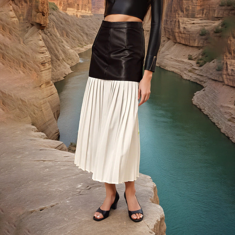 High-waisted panelled mesh skirt