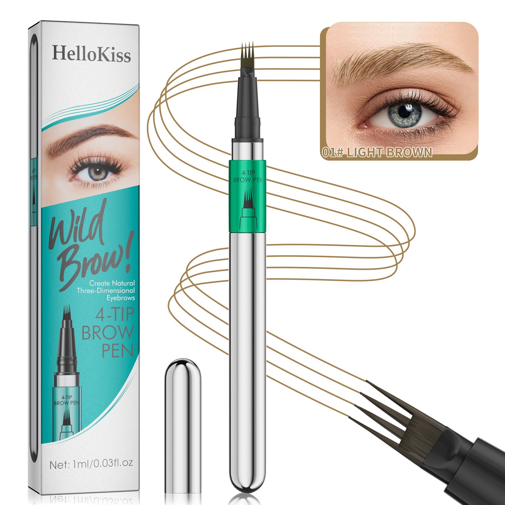 Hellokiss four-pronged eyebrow pencil/Quick-drying liquid eyebrow pencil