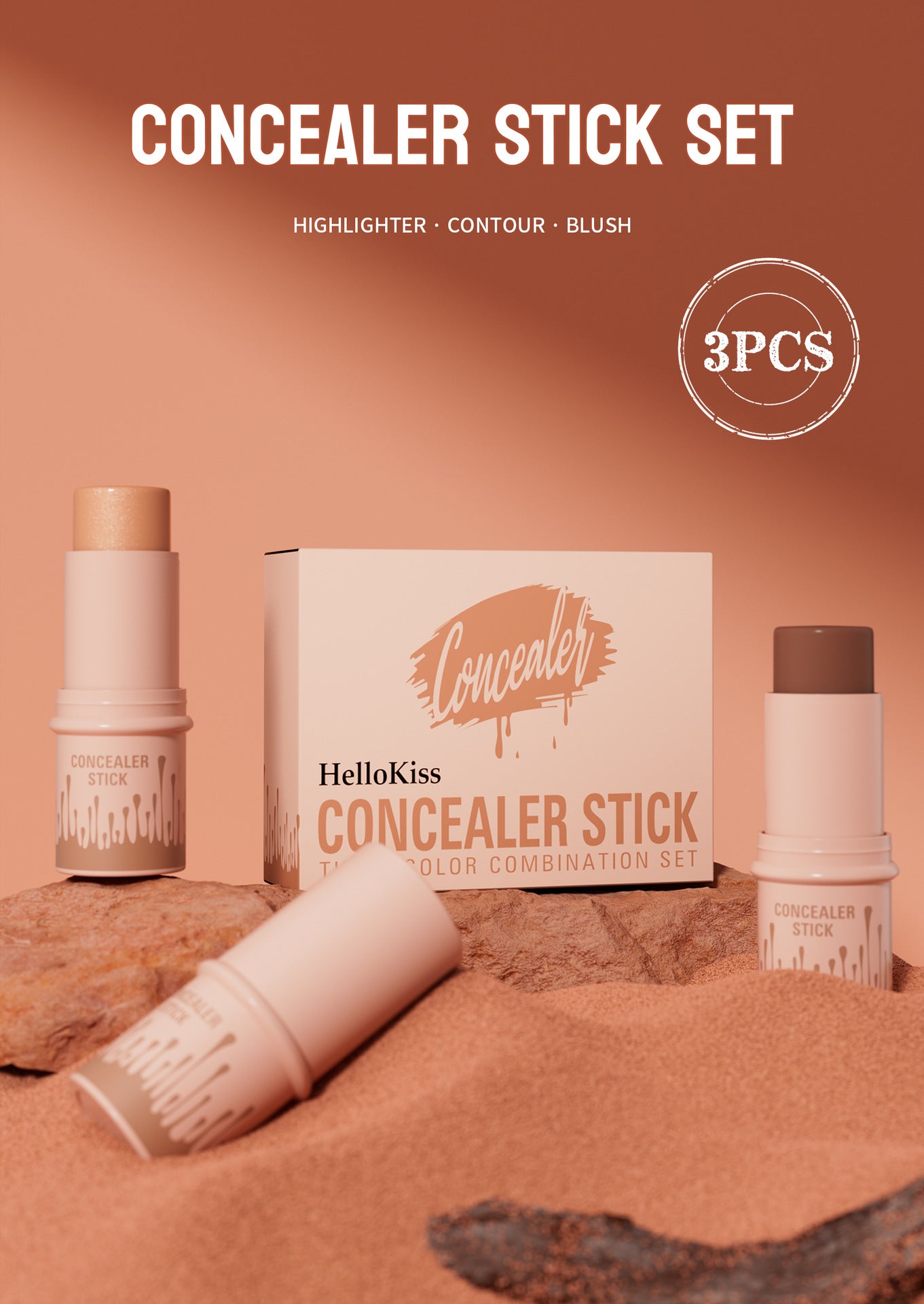 Hellokiss multifunctional contour stick/3-piece blush stick