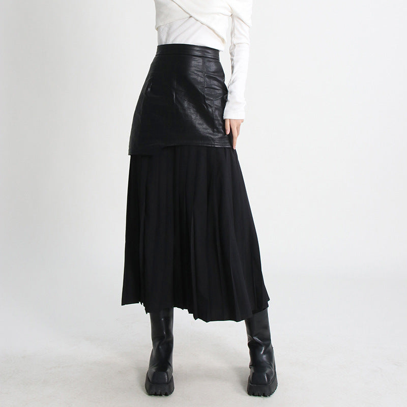 High-waisted panelled mesh skirt