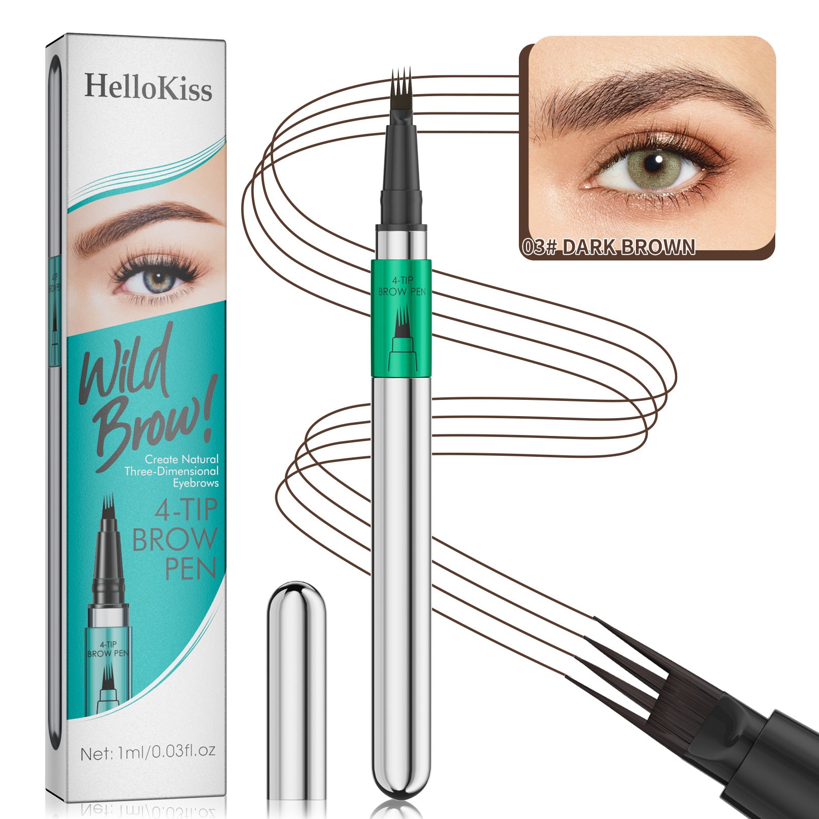 Hellokiss four-pronged eyebrow pencil/Quick-drying liquid eyebrow pencil