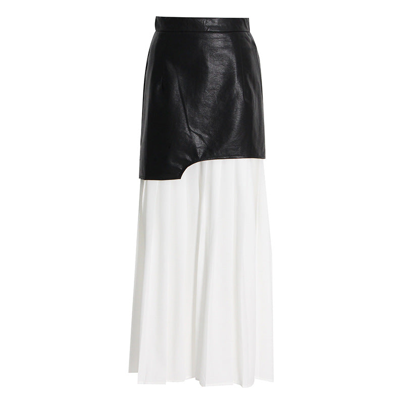 High-waisted panelled mesh skirt