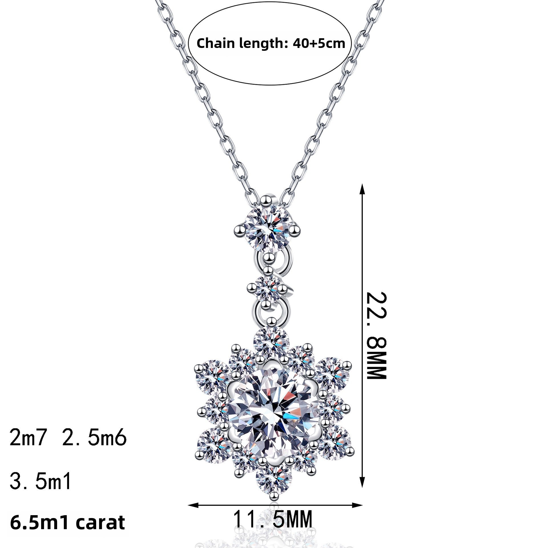 925 sterling silver moissanite necklace/1 carat moissanite necklace