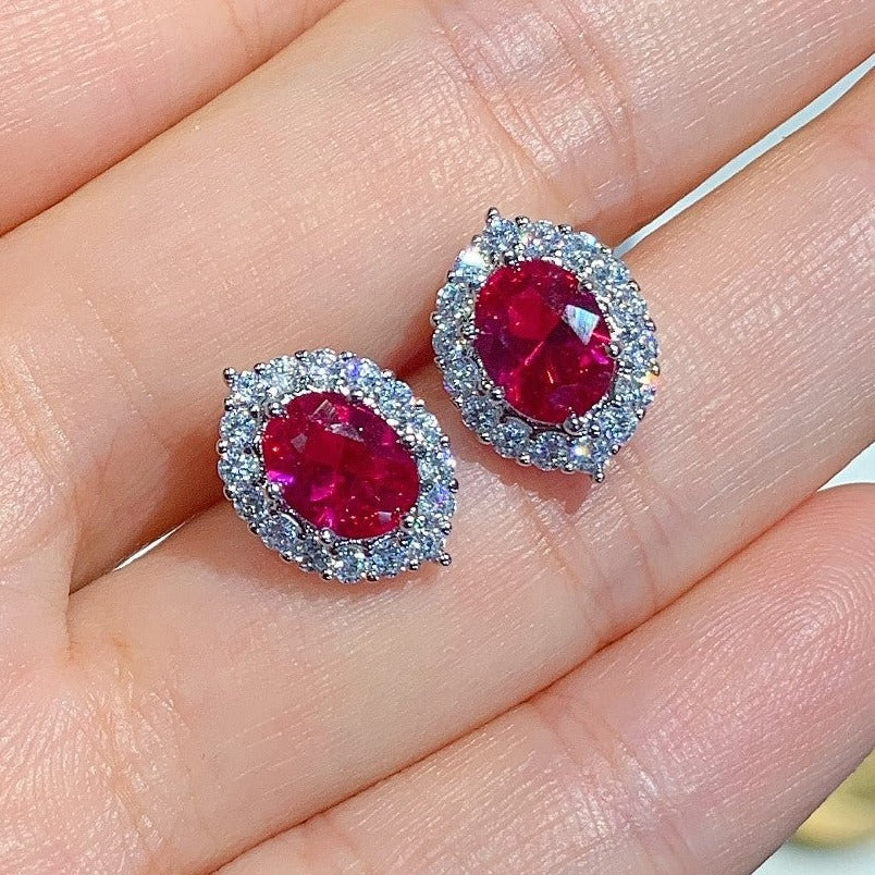 Ruby Classic Colorful Gem Earrings and Pendant