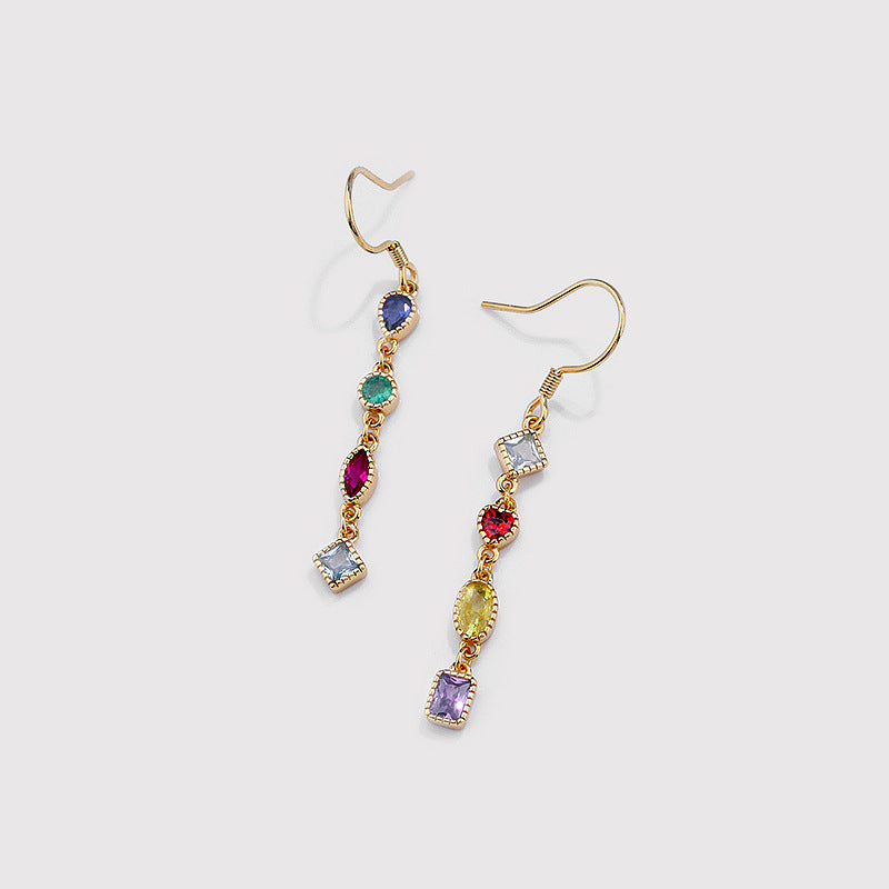 Colored zircon fringed earrings